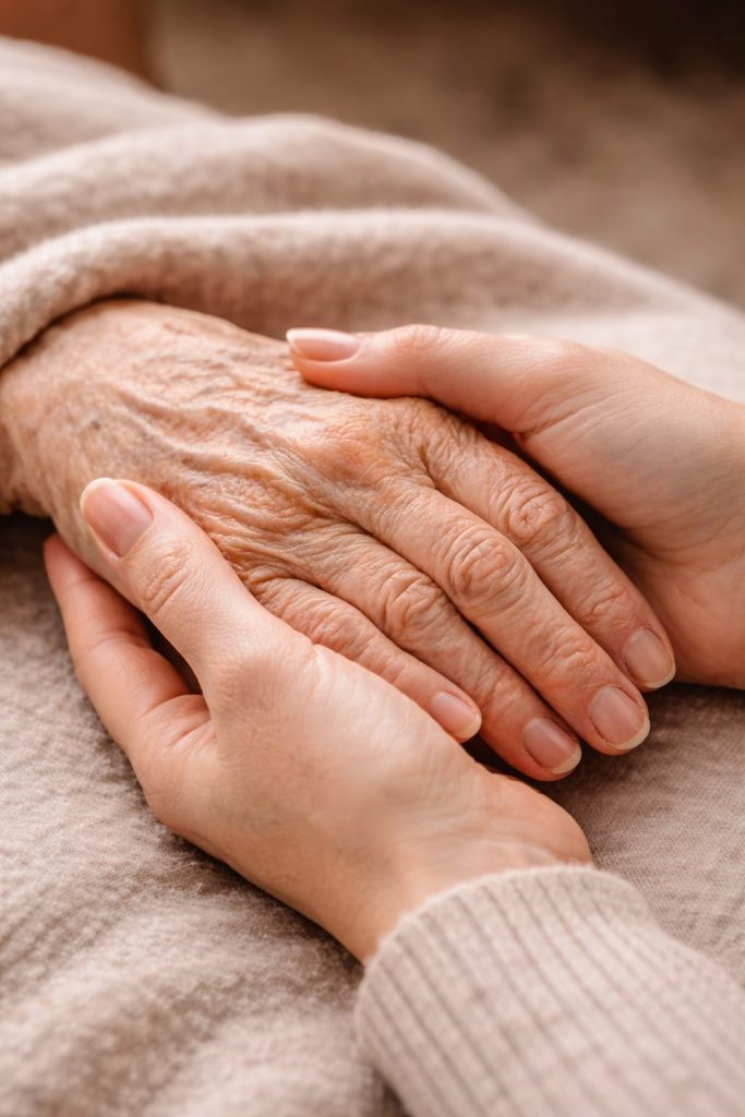 prendre soin des mains personnes âgées